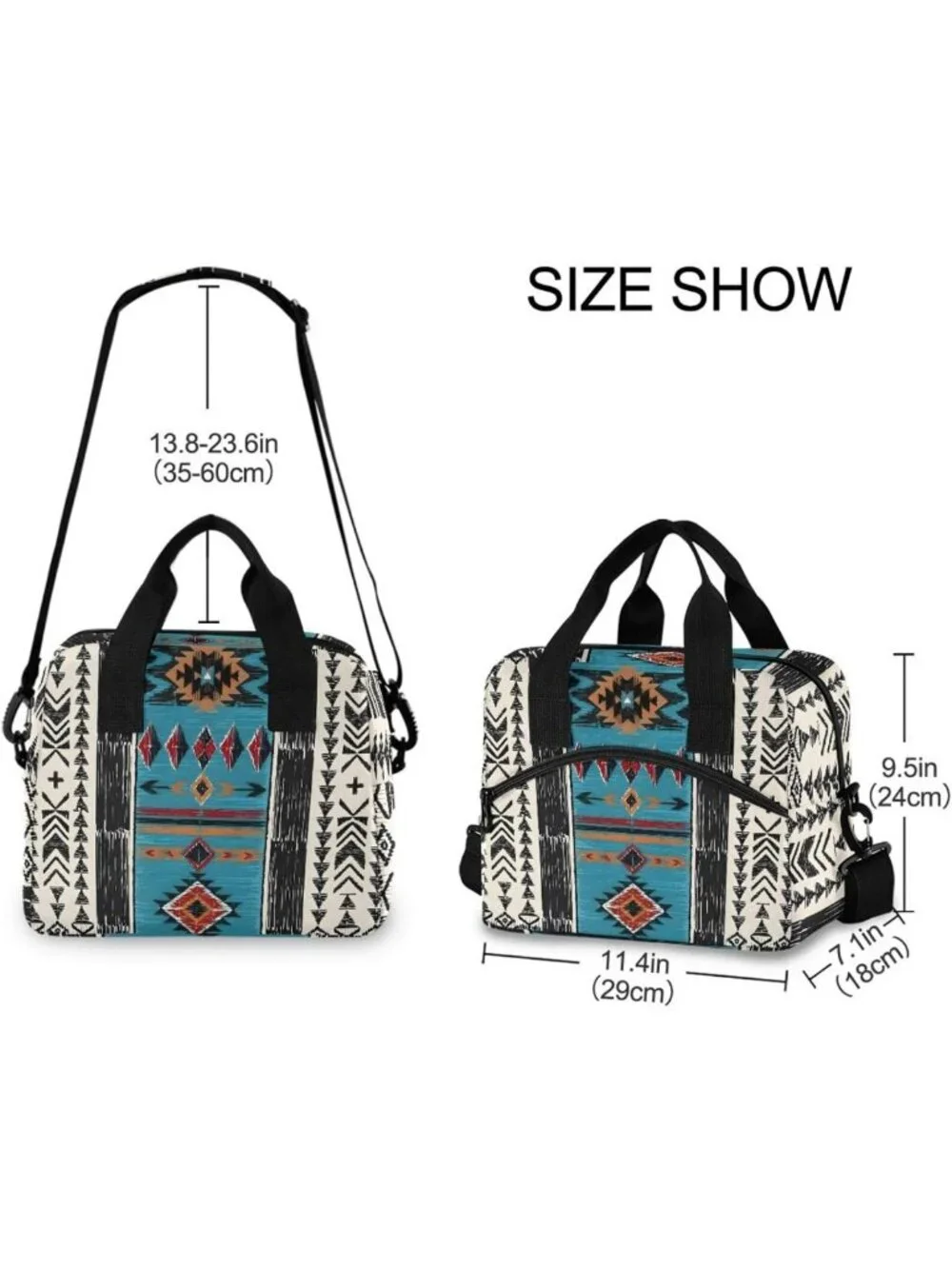 Tribal Aztec Insulated Lunch Bag | Reusable Cooler Tote for Work, School, Picnic - Picture 2 of 6